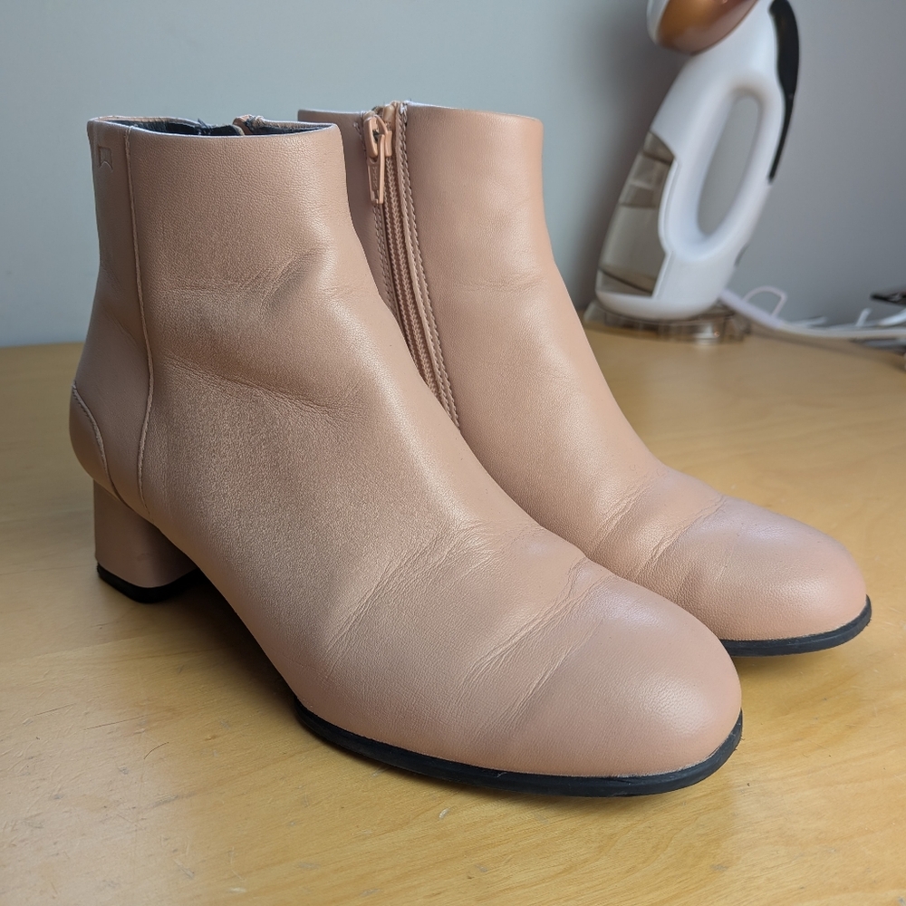 CAMPER Ankle Leather Boots Katie Light Pink Color Size 36 = 6 US Side Zippers - Picture 4 of 13